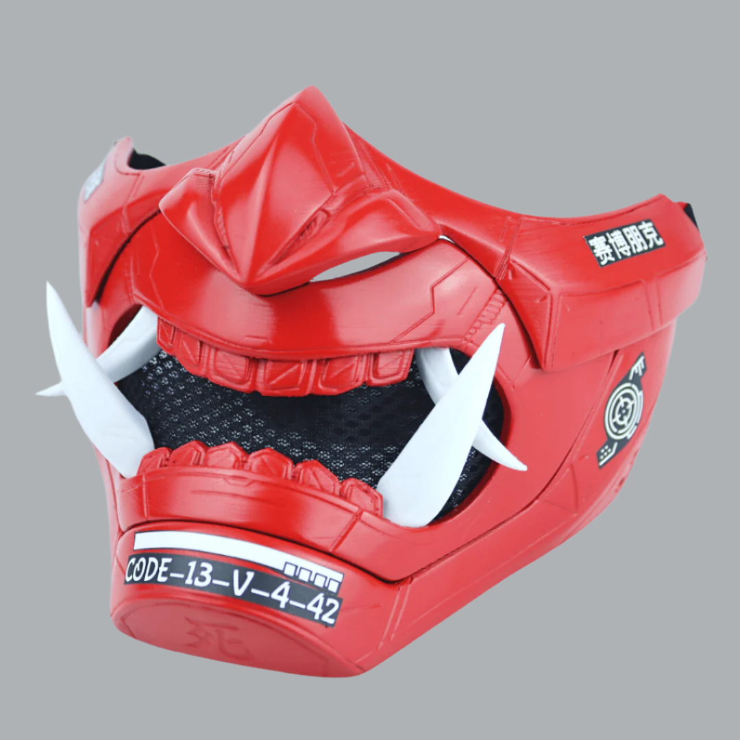 Space Armory Cyberpunk Oni Mask Fire Red